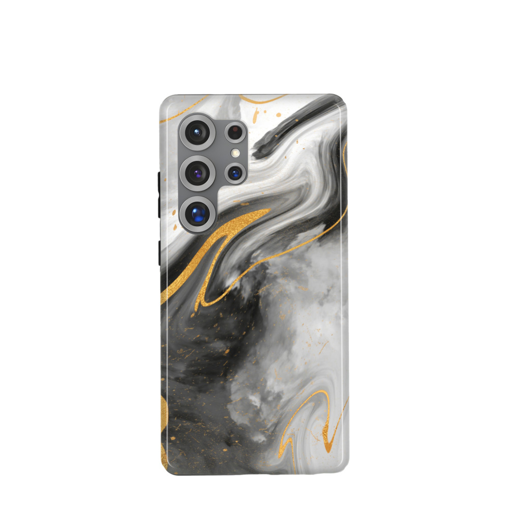 Samsung Galaxy S25 Ultra Hybrid (Kunststoff / Gummi) Hülle Marmor Marble 13 - Schwarz