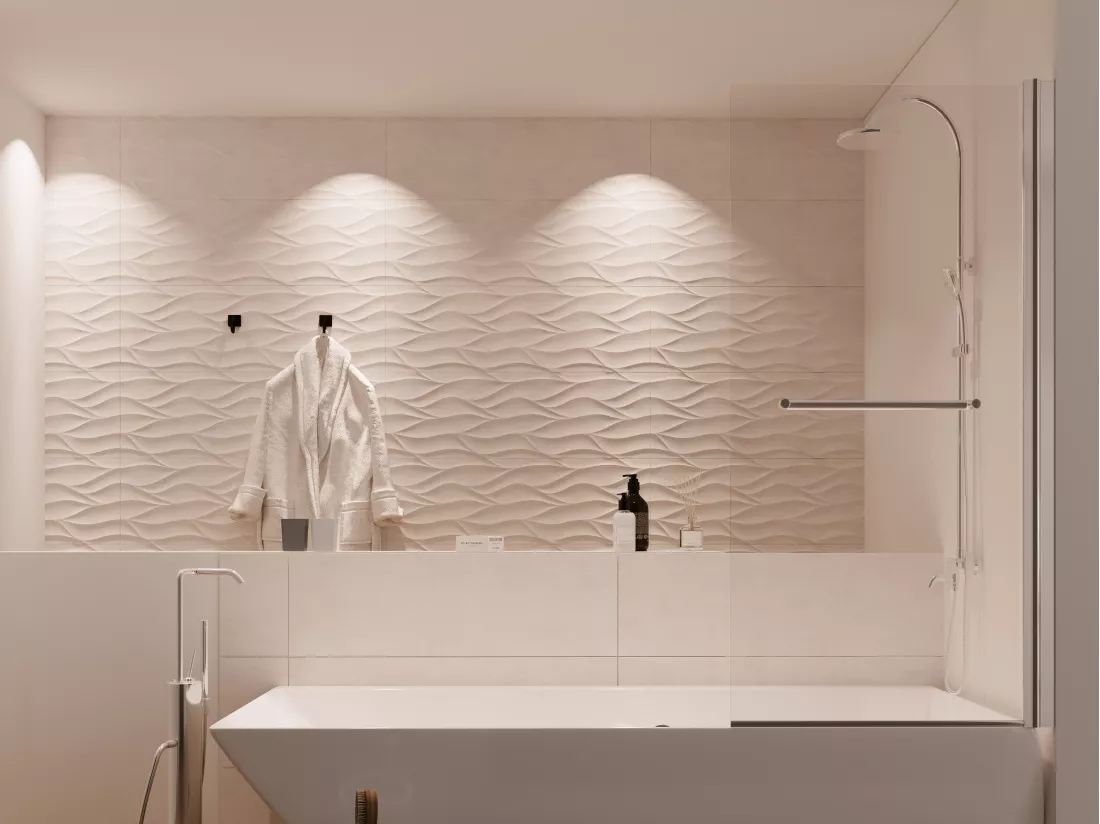 Pare baignoire avec porte-serviette en métal chromé au style industriel - 70 x 140 cm - TOBIN