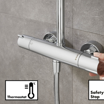 Hansgrohe regendoucheset Crometta S met handdouche en thermostaatkraan 2 standen chroom - hartafstand kraan 15 cm
