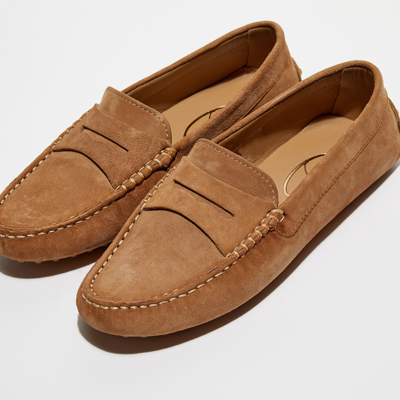 Loafers Mocassins en Velours de Cuir Jade noisette