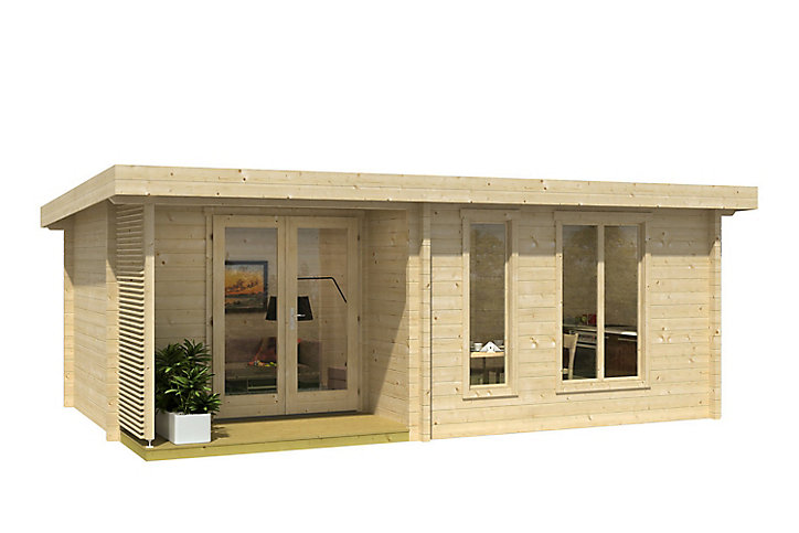 Abri de jardin + plancher Weka 701 en bois coloris brut ép.70 mm surface extérieure 30,15 m²