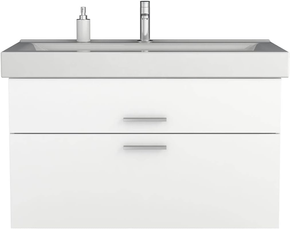 Waschtischunterschrank 100/80 / 60 cm breit Hochglanz Weiß Waschbeckenunterschrank Unterschrank Badmöbel-Set hängend Sieper Girona (100 breite)