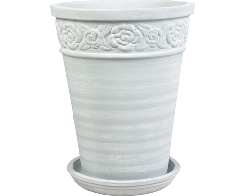 Plantenvaas Lafiora terracotta Ø 35 cm H 45 cm wit