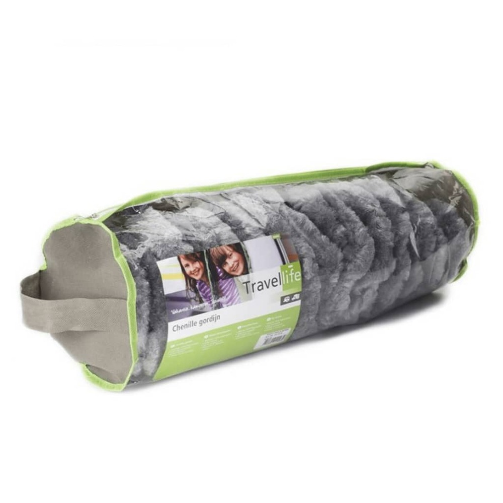 Rideau de porte chenille stripe 185x56 cm gris et bleu