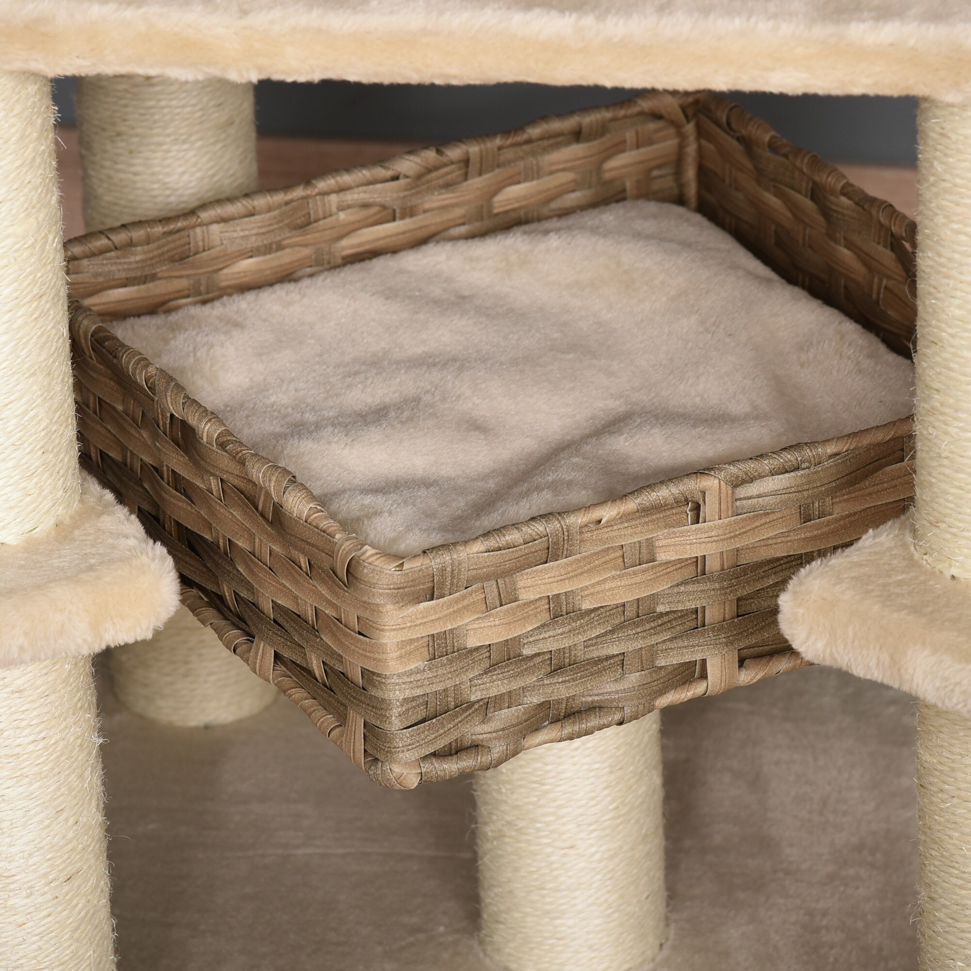 PawHut Kratzbaum mehrstöckig beige, braun 55 x 55 x 174 cm