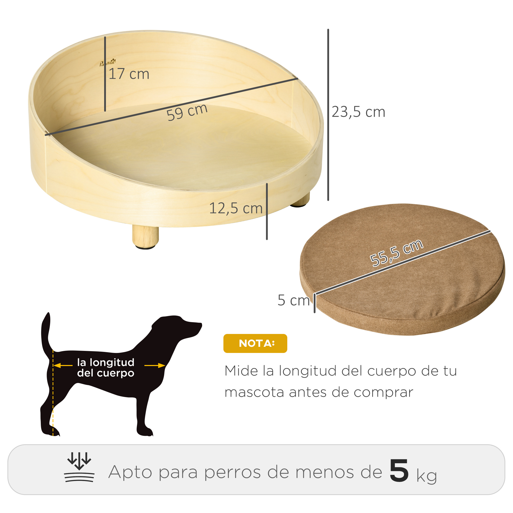 Cama de madeira PawHut para cães e gatos