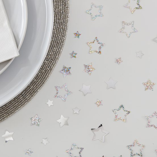 Confettis de table de Noël étoiles argentées