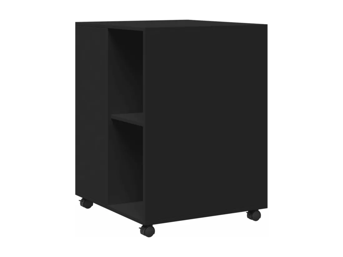 Table d'appoint avec roues noir 55x60x78 cm bois d'ingénierie