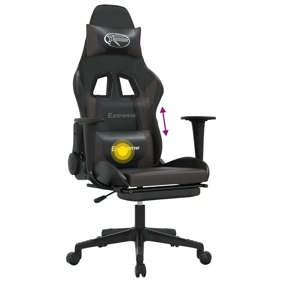 vidaXL - Gamingstoel - Grijs - Kunstleer