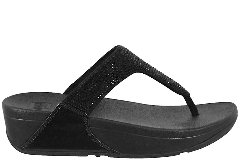 FITFLOP™ LULU CRYSTAL EMBELLISHED TOE-POST SANDALS BLACK