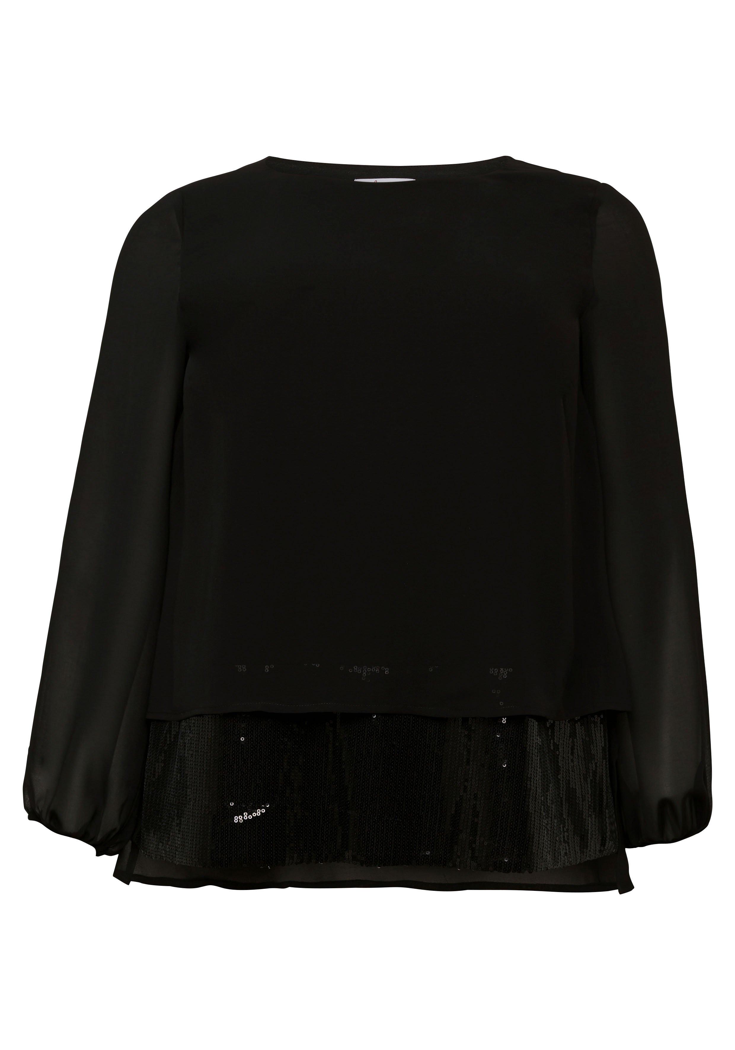 Tunika 2-in-1 Optik, mit Pailletten am Saum, aus Chiffon