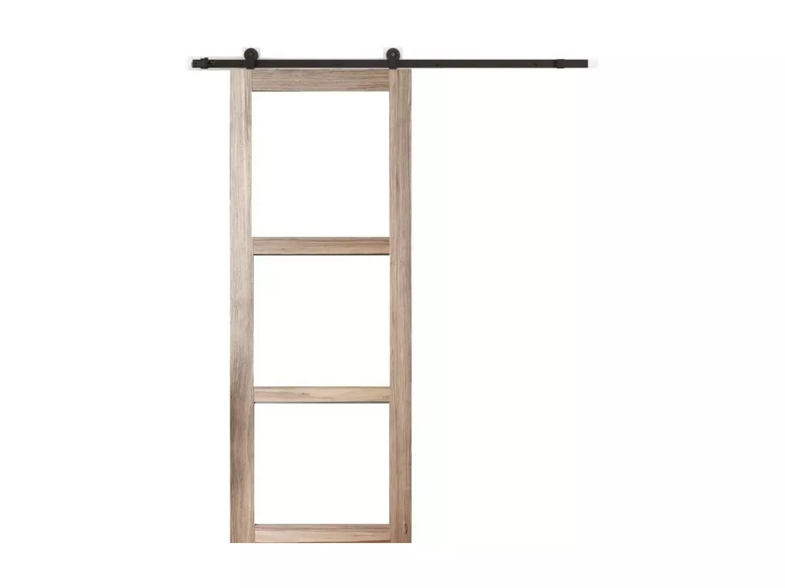 Porte Coulissante Frake Vitrage Transparent H204 X L83 + Rail A Roulette + 2 Coquilles Gd Menuiseries