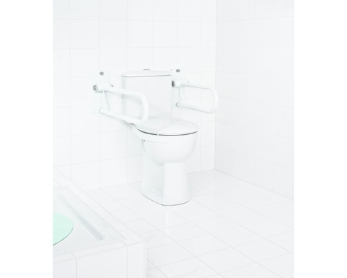 Opvouwbare korte witte toiletbeugel