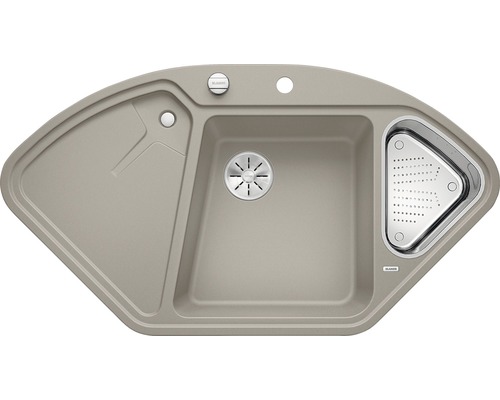 Blanco DELTA II spoelbak 1057 x 575 mm tartufo 523666 1 bak met secundaire bak en afdruiprek, bak links