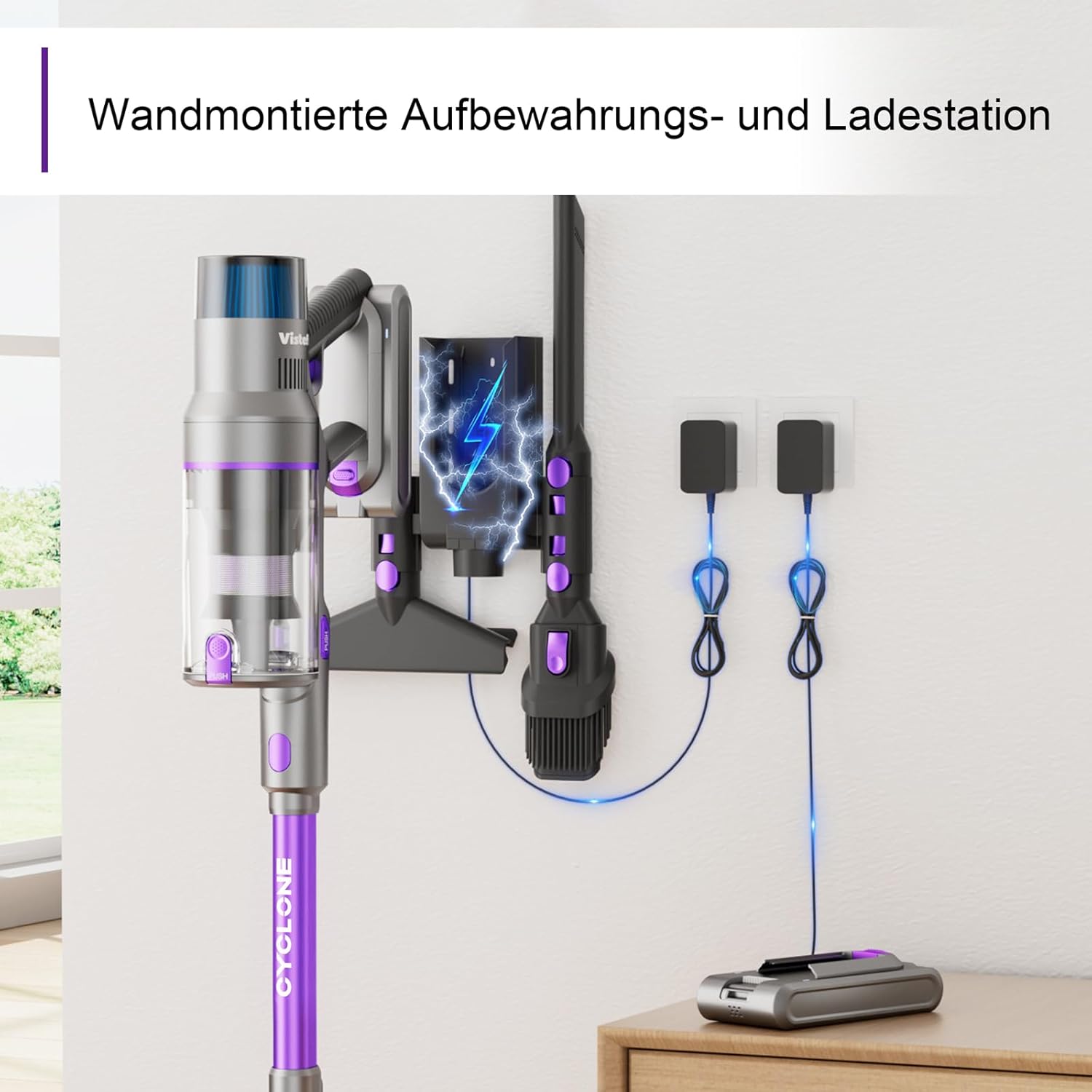 Vistefly V15s Max Akku Staubsauger Kabellos 55000Pa 75 Minuten, 580W Kabelloser AkkuStaubsauger mit Touchscreen 8 in 1 Staub Automatisch Erkennen für Tierhaare Hartböden Teppich