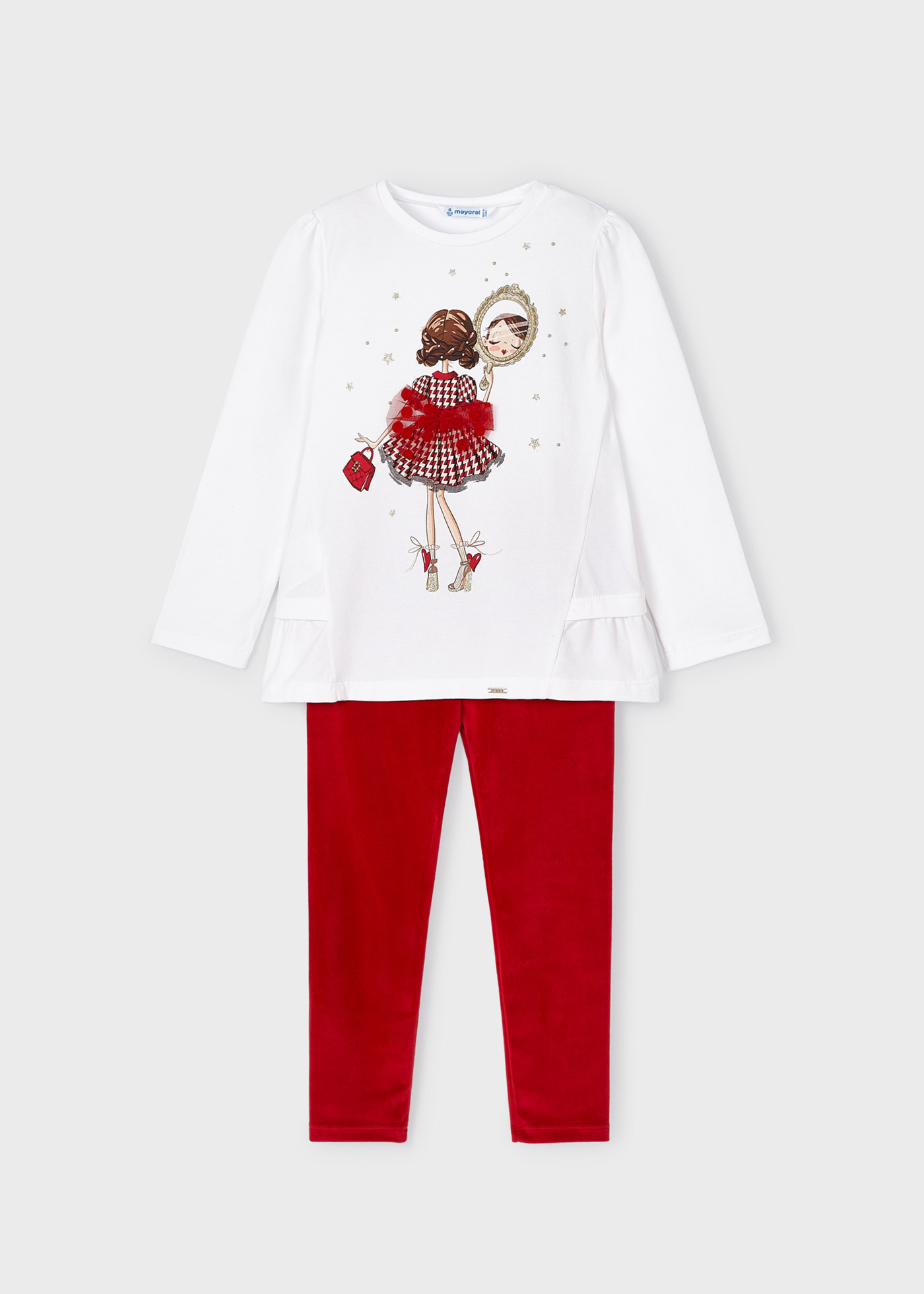 Conjunto de duas peças de leggings de veludo para meninas