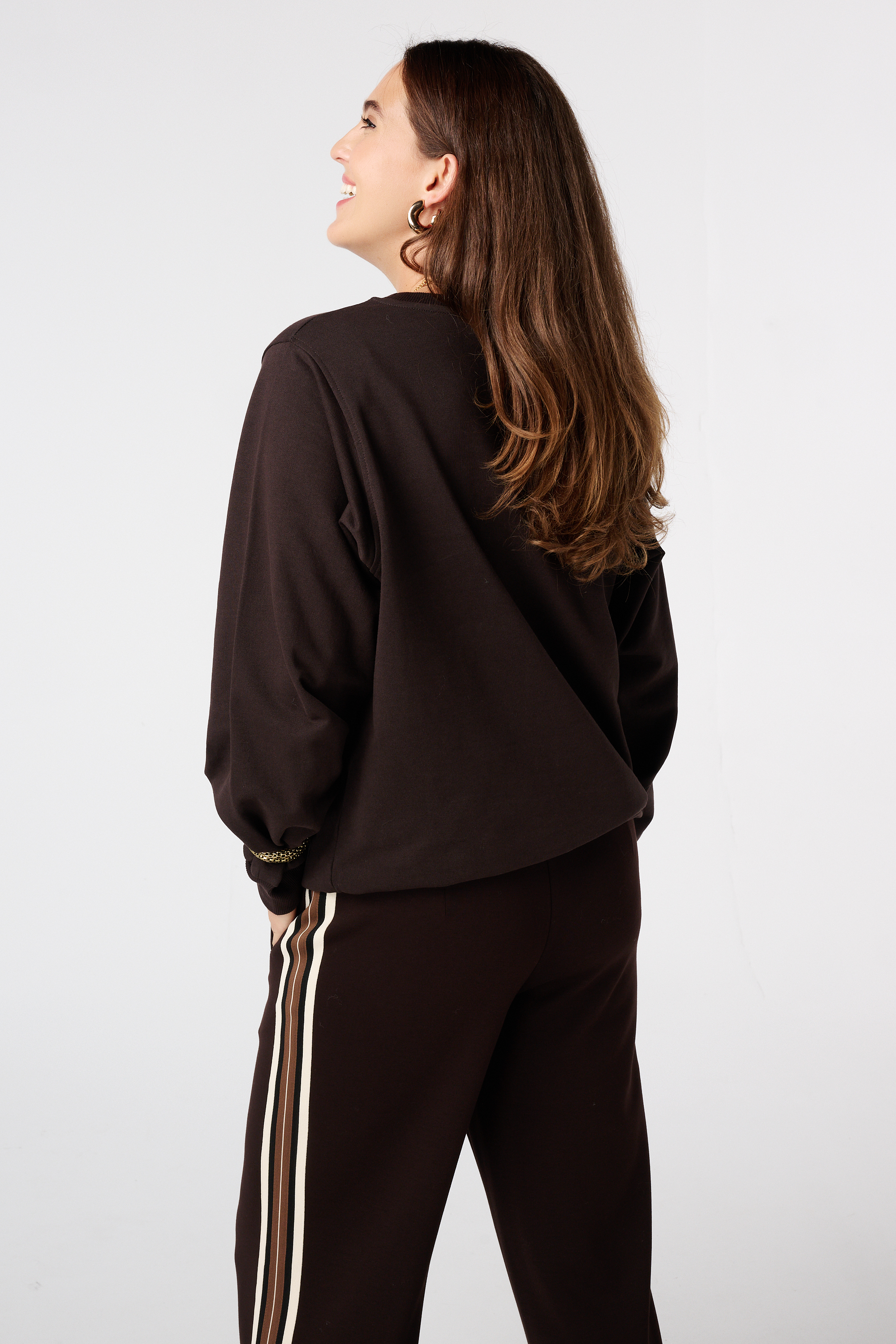 Sweater met geborduurde print Donker bruin