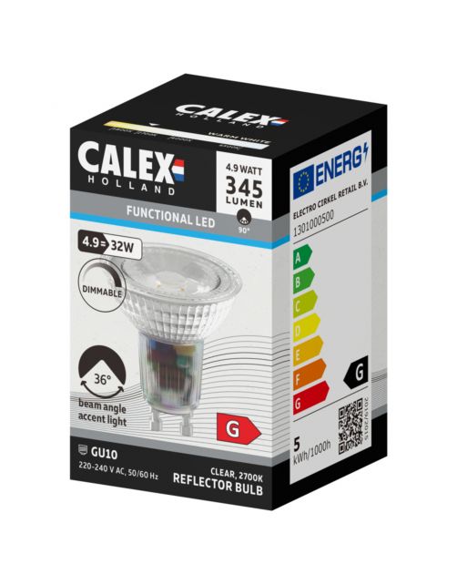 Calex Led Reflector Gu10 4.9w 345lm Dimbaar - Lichtbron - 1 30 g Warm Wit 1 stuk