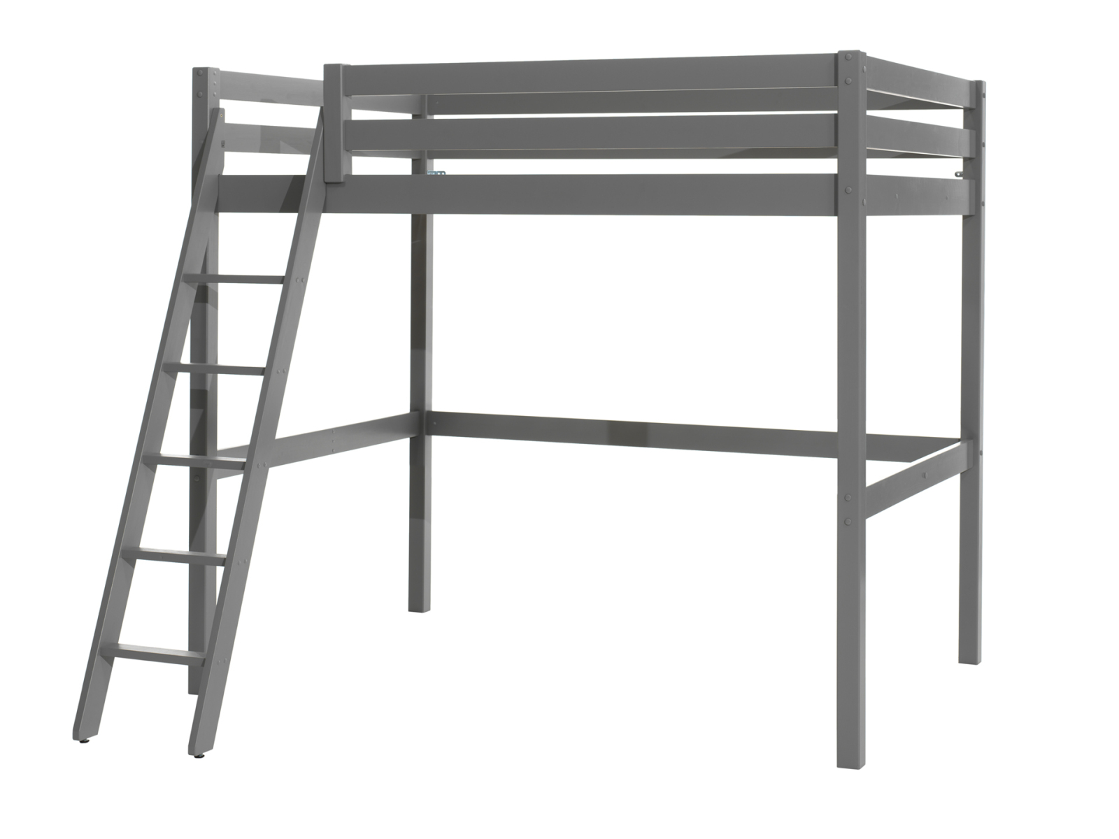 Hochbett - grau - Kiefer massiv - 140x200 cm