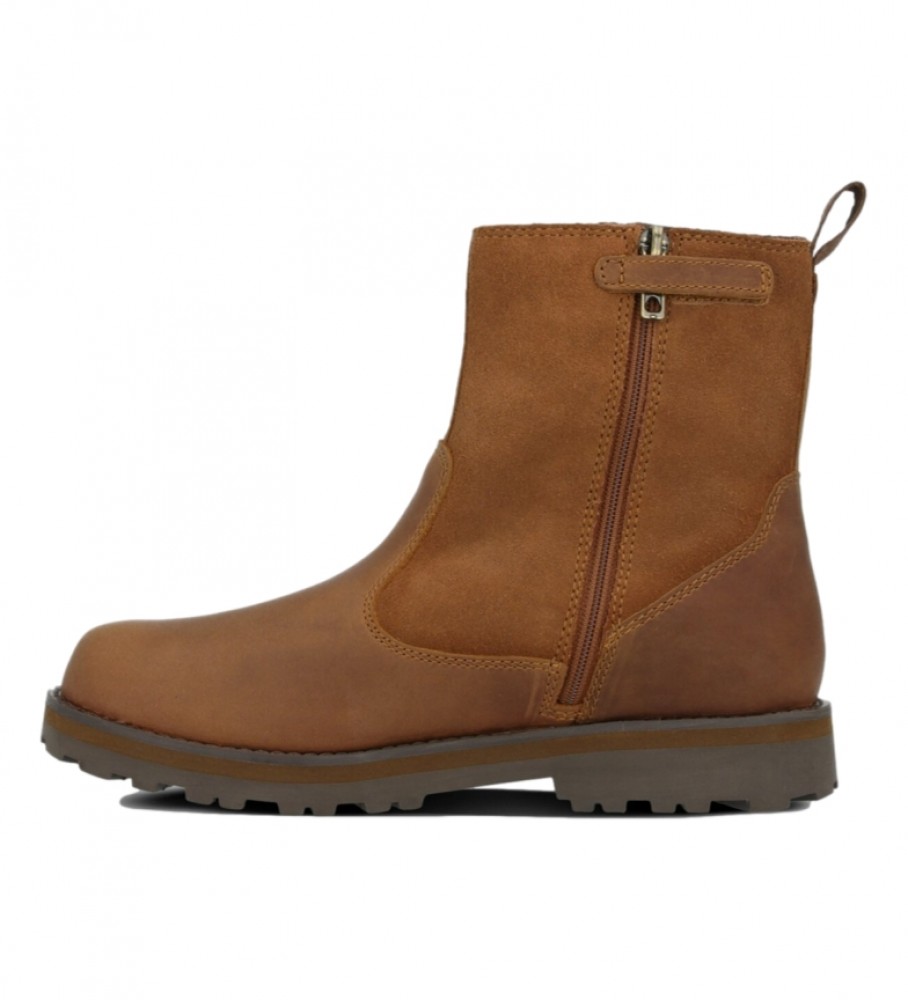 Botas Timberland Courma Kid de cano curto em couro marrom claro com forro quente