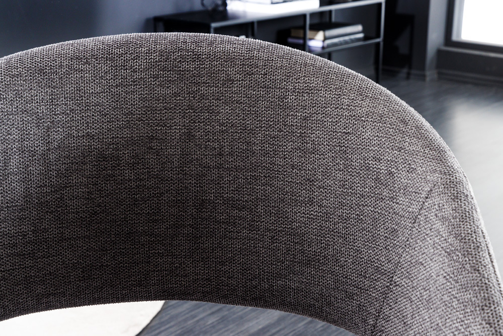Design Stuhl NORDIC STAR grau Strukturstoff Massivholz mit Armlehne gepolstert