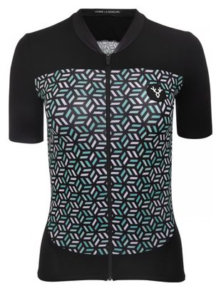 Maillot Manches Courtes Femme LeBram Croix de Fer Noir Celeste Coupe Ajustée