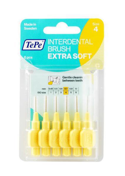 TePe Ragers Extra Soft Licht Geel 0.7 mm6 stuks