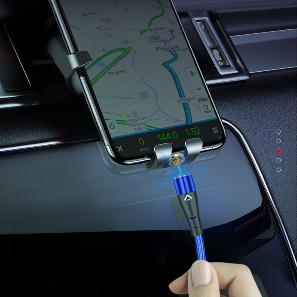 (2m) 3A 2in1 Magnetisches USB A Ladekabel USB C / Lightning LED Leuchtendes Datenkabel - Silber