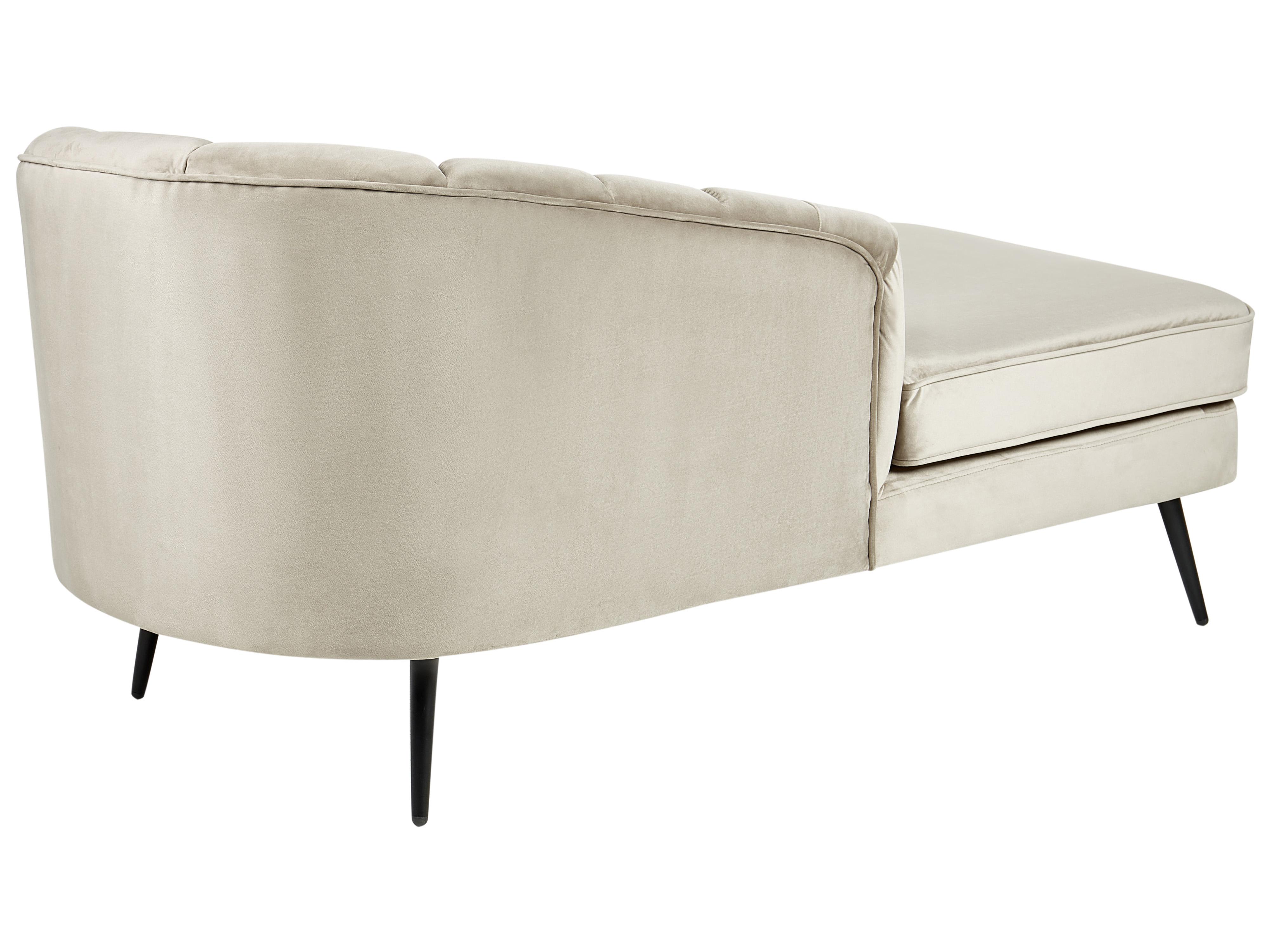 Rechtszijdige chaise longue ALLIER Fluweel Beige