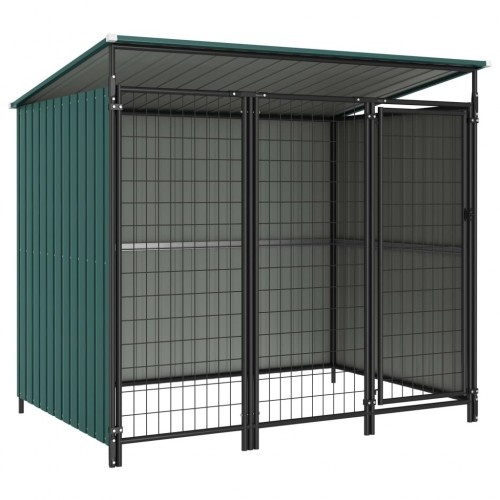 Canil verde com porta articulada