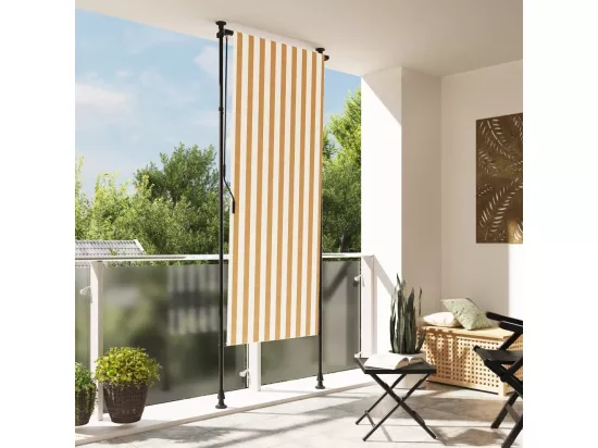 Store roulant d'extérieur orange et blanc 120x270cm tissu acier