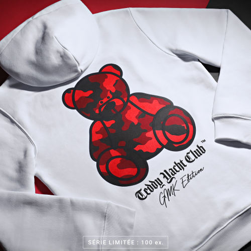 GMK Edition Limitée 100 ex. Sweat Capuche Kamo Blanc Camouflage Rouge
