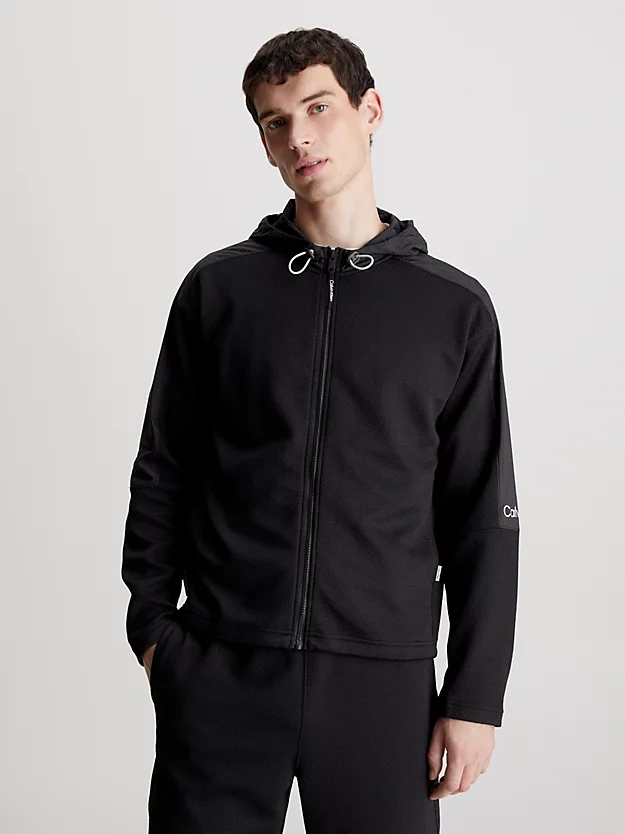 Moletom com zíper frontal em jacquard