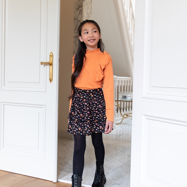 TwoDay meisjes shirt met ruches oranje