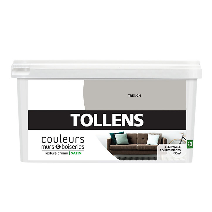 Peinture murs et boiseries Tollens trench satin 2,5L