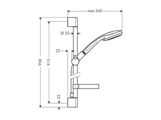 Pommeau de douche HANSGROHE Croma 100 EcoSmart Vario barre 90 cm et porte-savon chromé