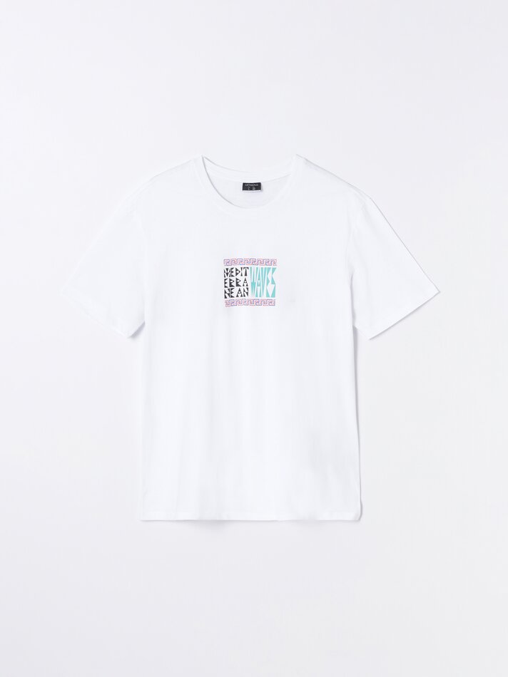 Camiseta de manga curta estampada - Branca