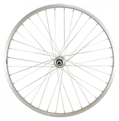 Roue vtt 24  ar ecrou. axe plein jante alu argent mach1. m110 moy.miche a visser v-brake 5