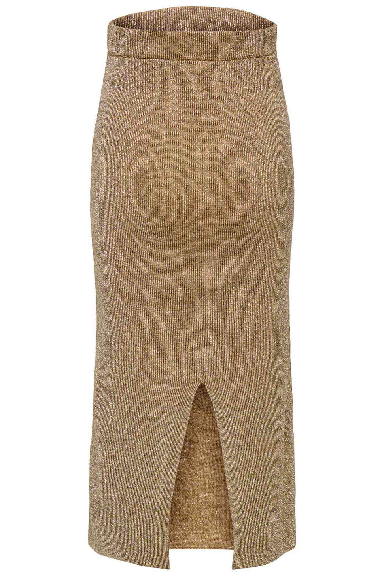 ONLY MATERNITY zwangerschaps midi rok glitter camel