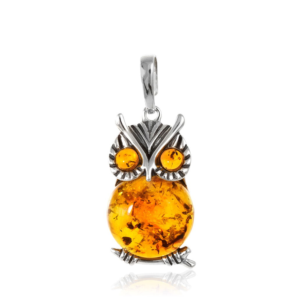 Pendentif Argent Blanc Benoite Ambre