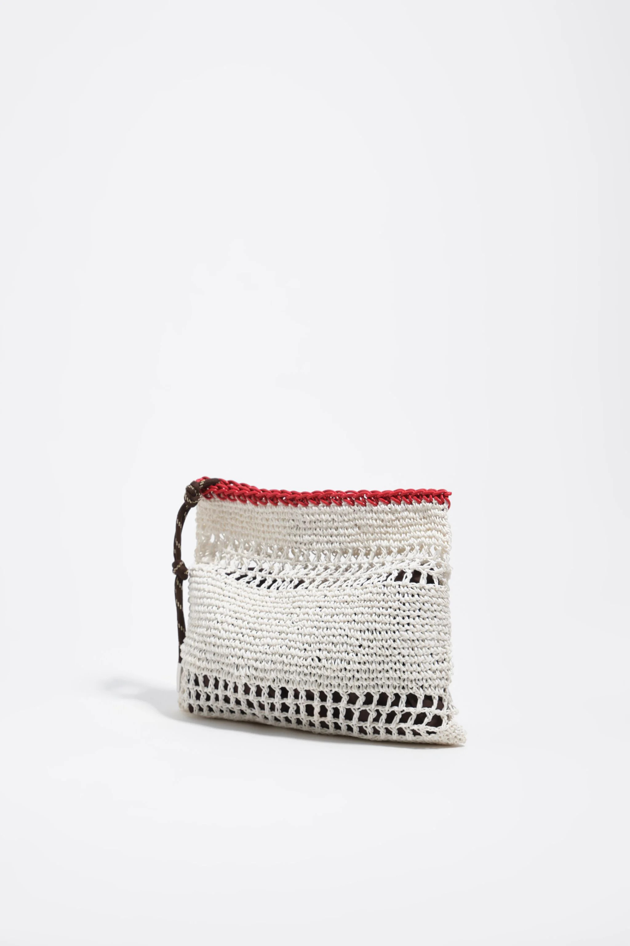 Bolsa média branca com efeito ráfia