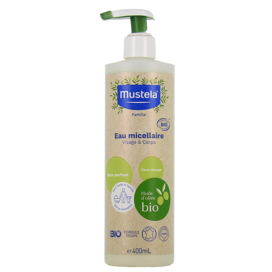 Eau micellaire sans parfum Bio pour bébé Mustela