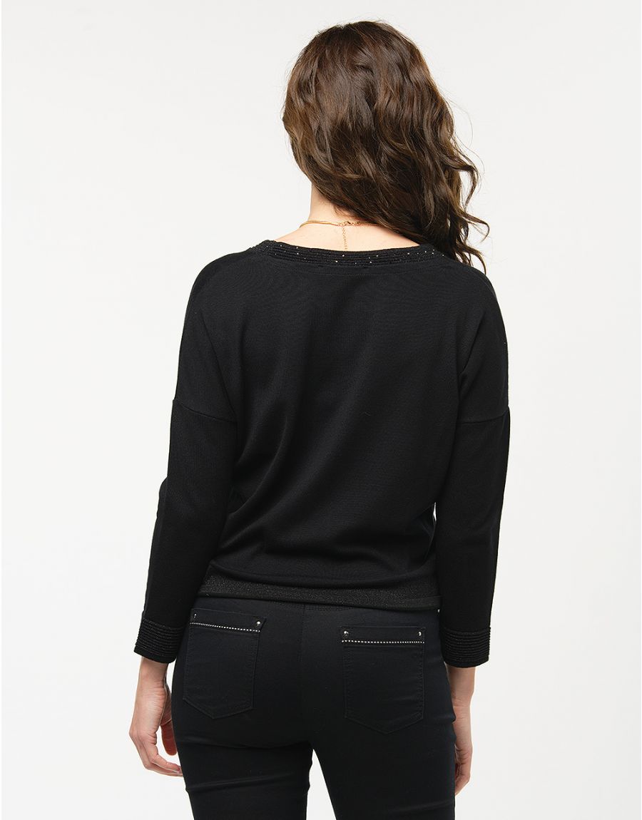 Pull chic noir irisé