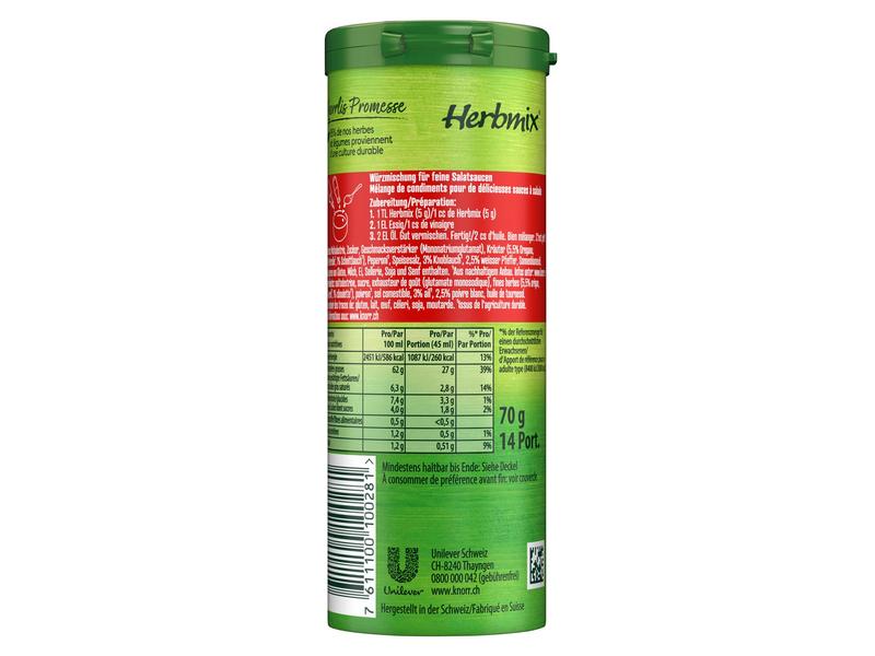 Knorr Gewürz Herbmix Italian Salat & Pasta 70 g Aromatische Würzmischung für feine Salatsaucen