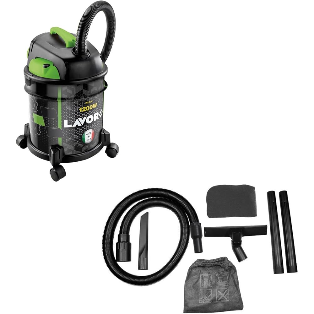 LAVOR Aspirateur Eau et Poussière RUDY 1200 S , Réservoir acier 20 litres, Puissance d'aspiration 18 kpa, 1200 Watt max, Flexible 1,5 mètres : Cuisine et Maison