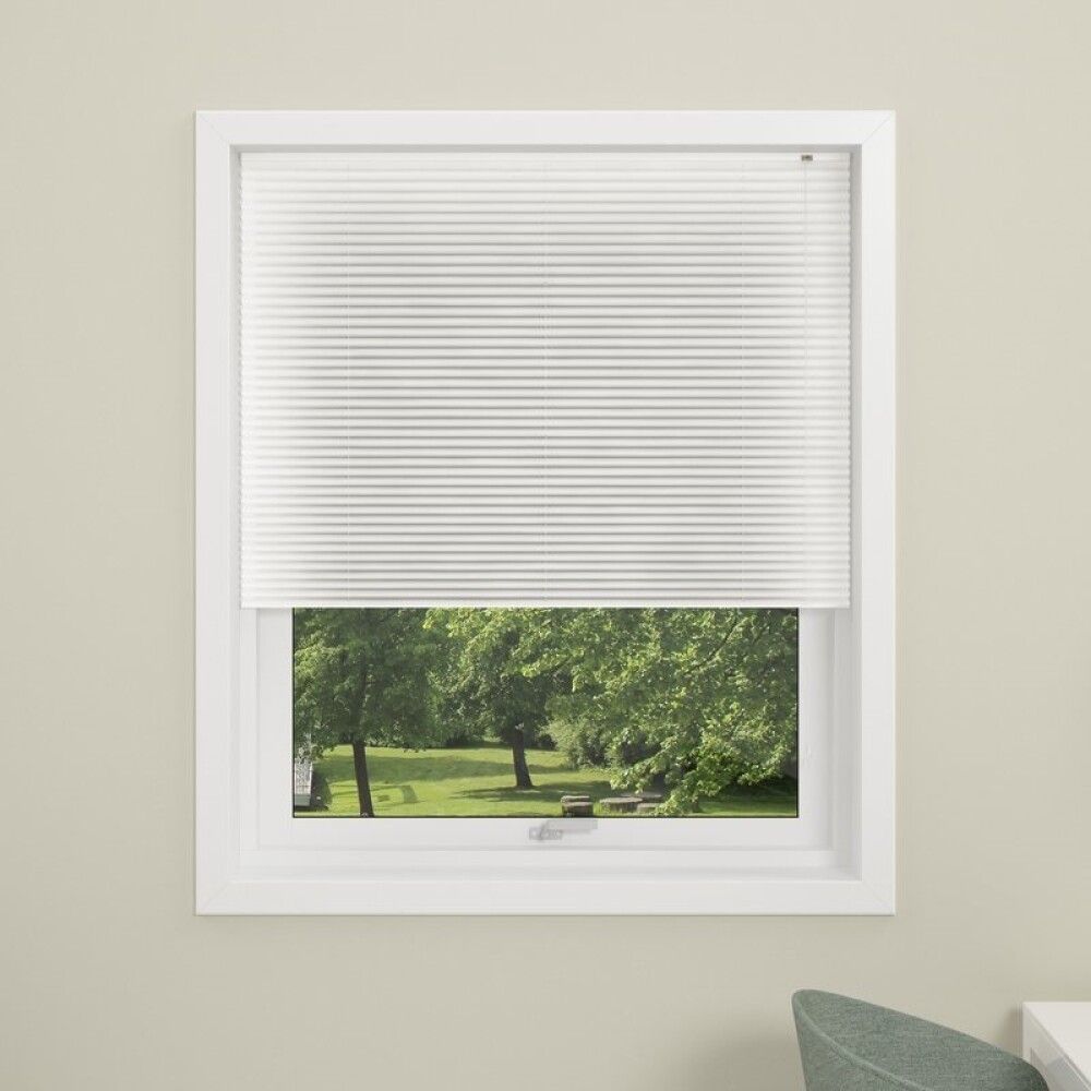 PLISSÉ DEBEL LONDON MED SNORTREKK 90X210CM HVIT