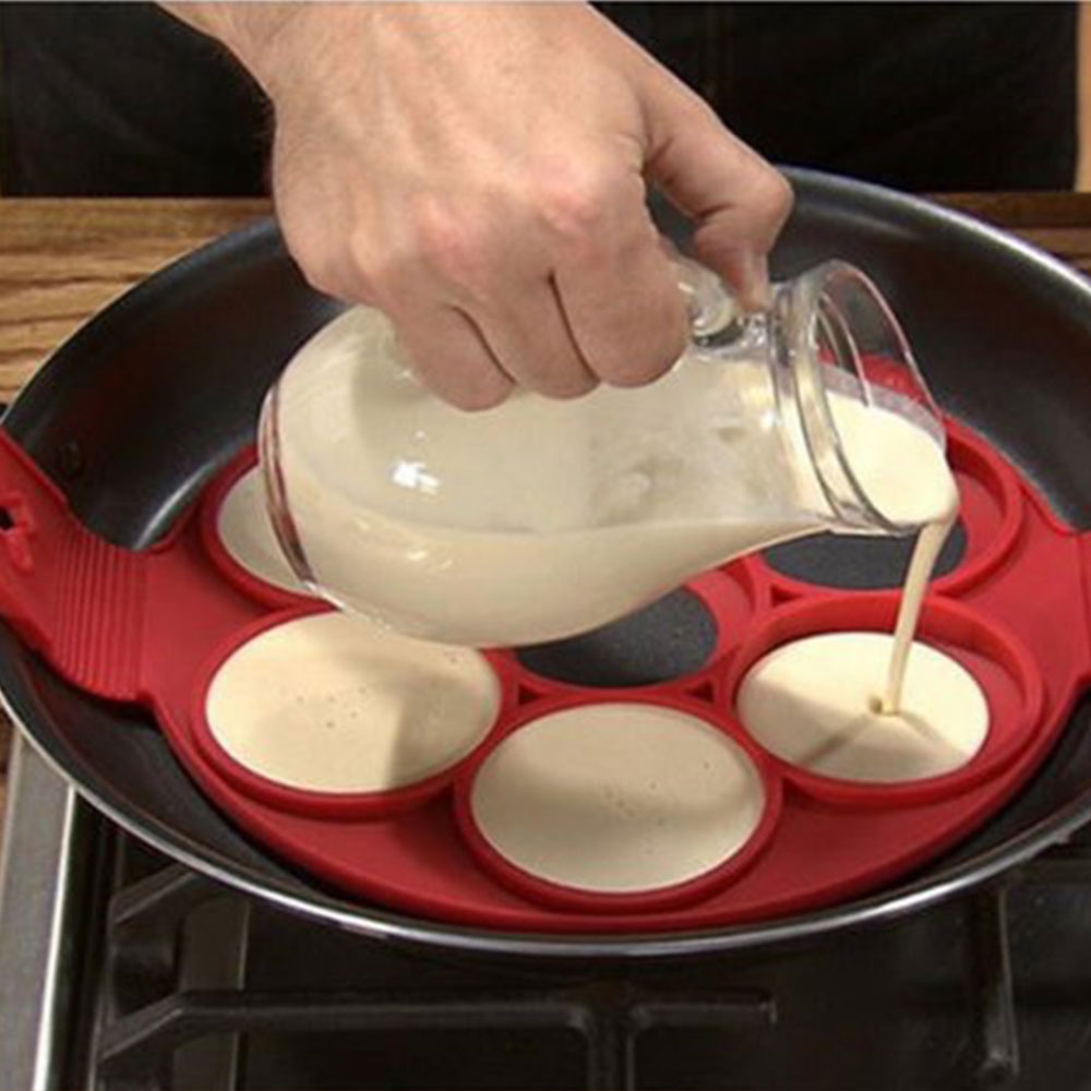 (7-fach) Silikon Pancake Maker Pfannkuchen Backform mit Anti-Haft Beschichtung  - Rund