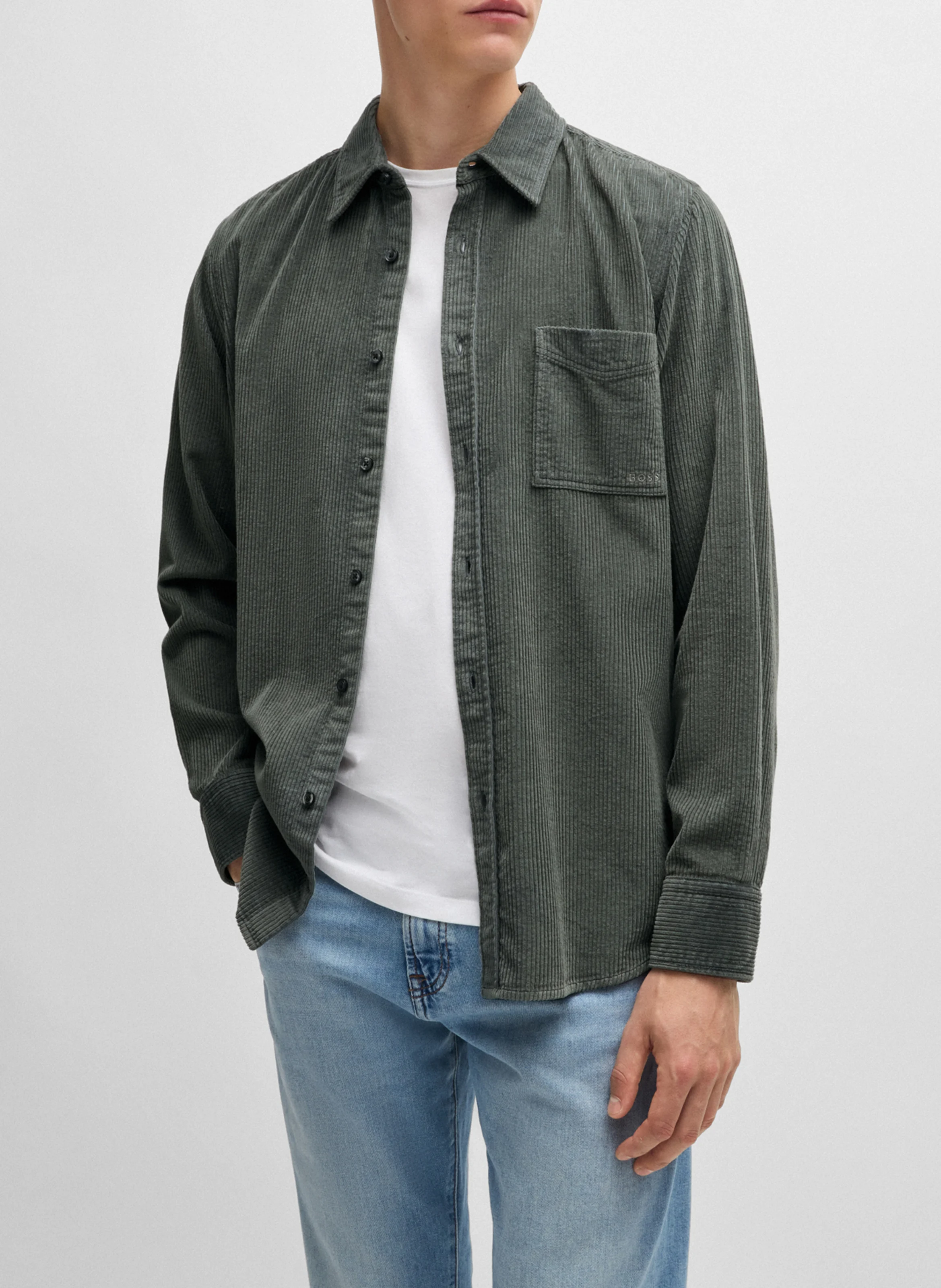 Chemise col classique en coton | Argent