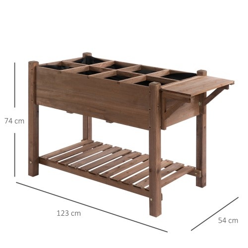 Jardim urbano com prateleiras marrons