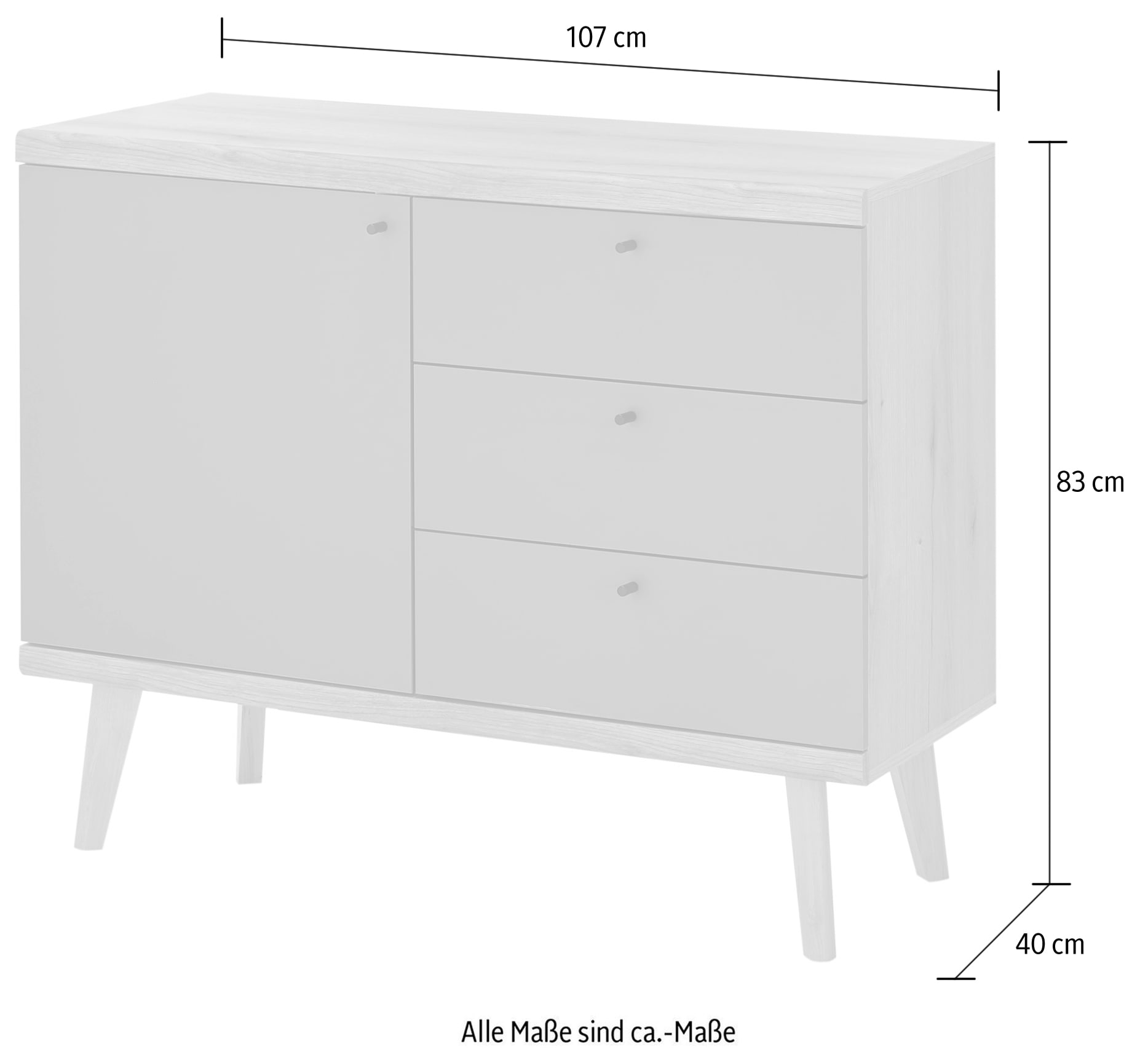 INOSIGN Sideboard »MAVAS« in moderner Trendfarbe, Griffe aus Metall (Schwarz), Breite 107 cm